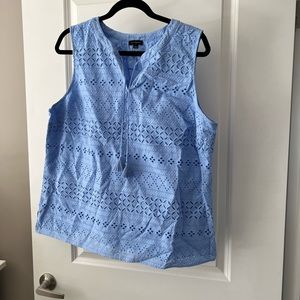 NWOT Talbots Blue Eyelet Top